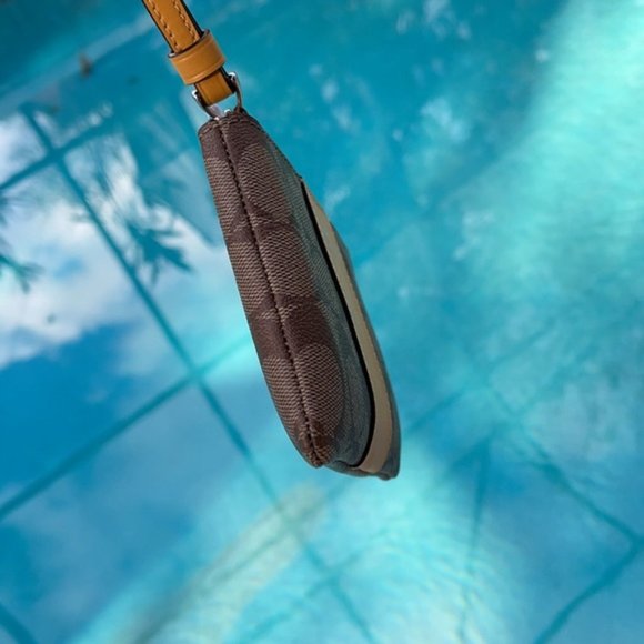 COACH Signature PVC Leather Corner Zip Wristlet - Picture 14 of 16